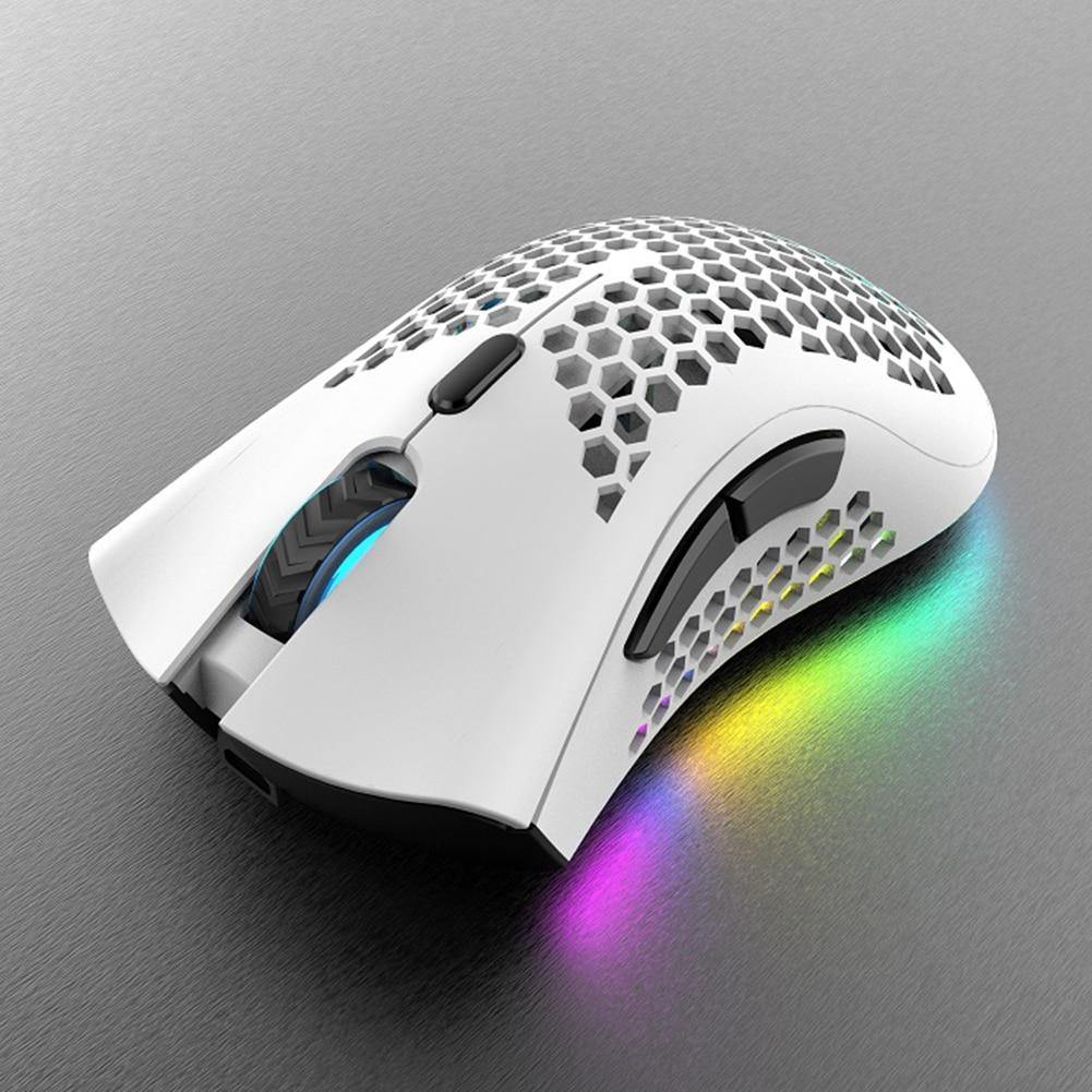 BM600 2.4GHz Wireless Gaming Mouse with 7 Buttons, RGB Backlit, 1600 DPI, Rechargeable, and Honeycomb Design - CALCUMART