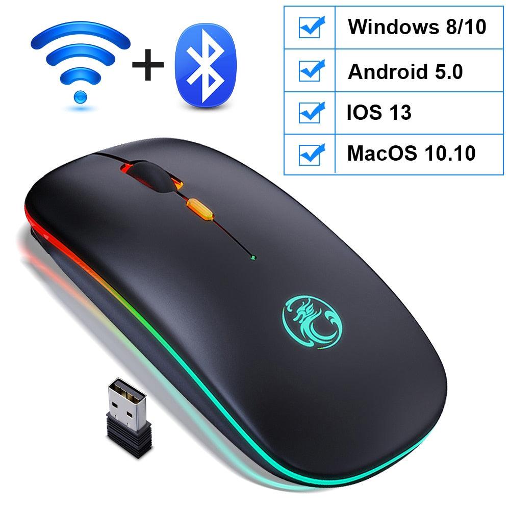 Wireless RGB LED Backlit Bluetooth Mouse for Rechargeable Silent Gaming and Computing - CALCUMART