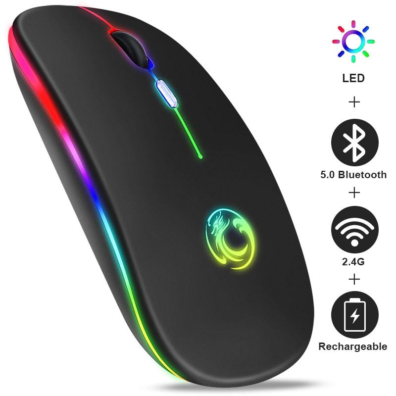 Wireless RGB LED Backlit Bluetooth Mouse for Rechargeable Silent Gaming and Computing - CALCUMART