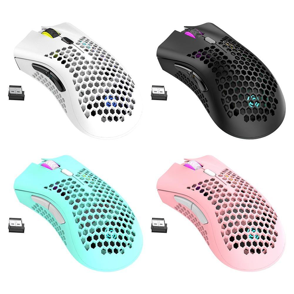 BM600 2.4GHz Wireless Gaming Mouse with 7 Buttons, RGB Backlit, 1600 DPI, Rechargeable, and Honeycomb Design - CALCUMART