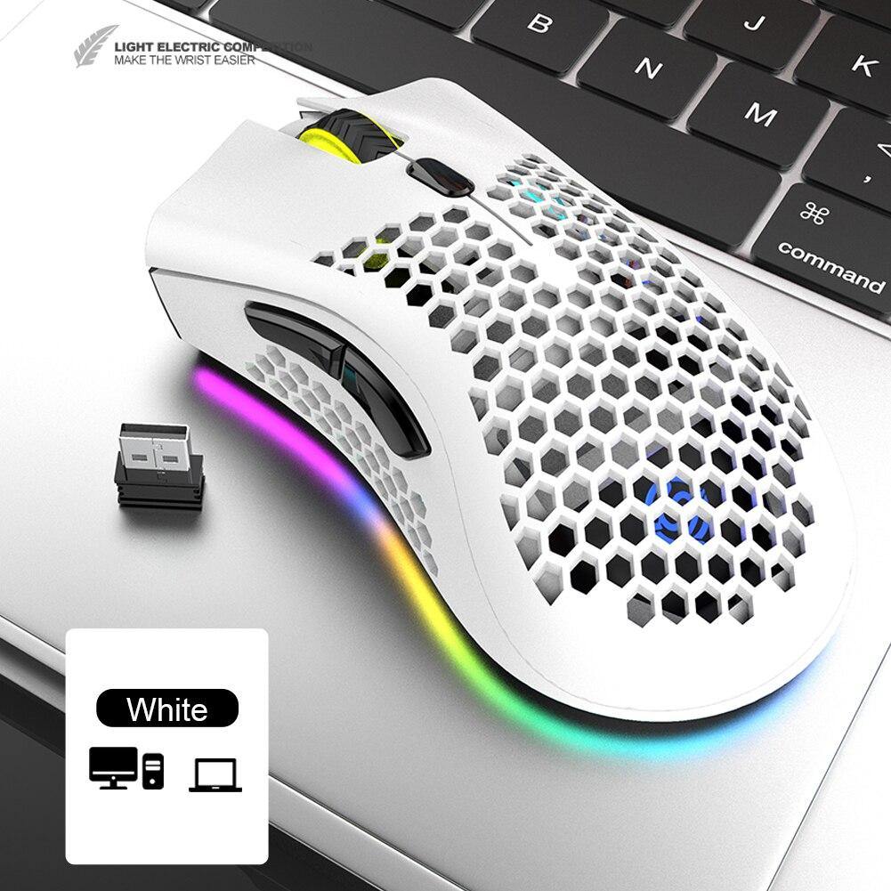 BM600 2.4GHz Wireless Gaming Mouse with 7 Buttons, RGB Backlit, 1600 DPI, Rechargeable, and Honeycomb Design - CALCUMART