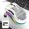BM600 2.4GHz Wireless Gaming Mouse with 7 Buttons, RGB Backlit, 1600 DPI, Rechargeable, and Honeycomb Design - CALCUMART