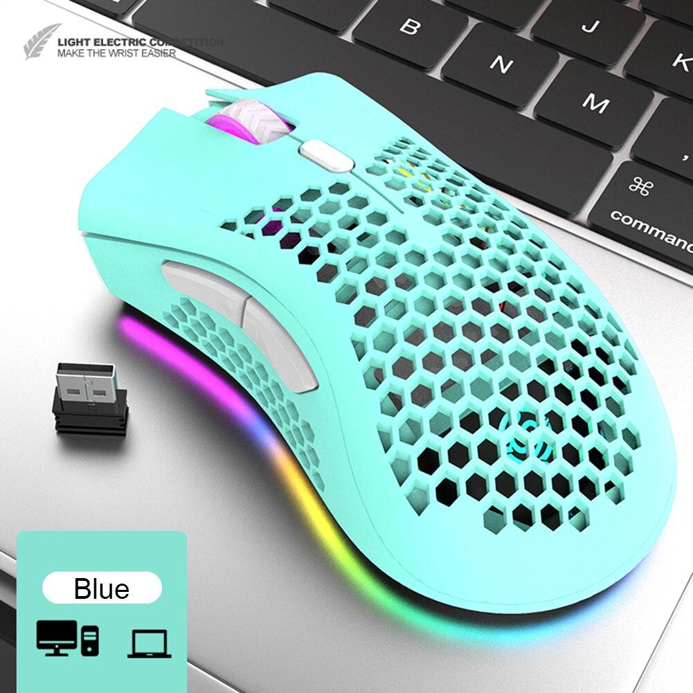 BM600 2.4GHz Wireless Gaming Mouse with 7 Buttons, RGB Backlit, 1600 DPI, Rechargeable, and Honeycomb Design - CALCUMART