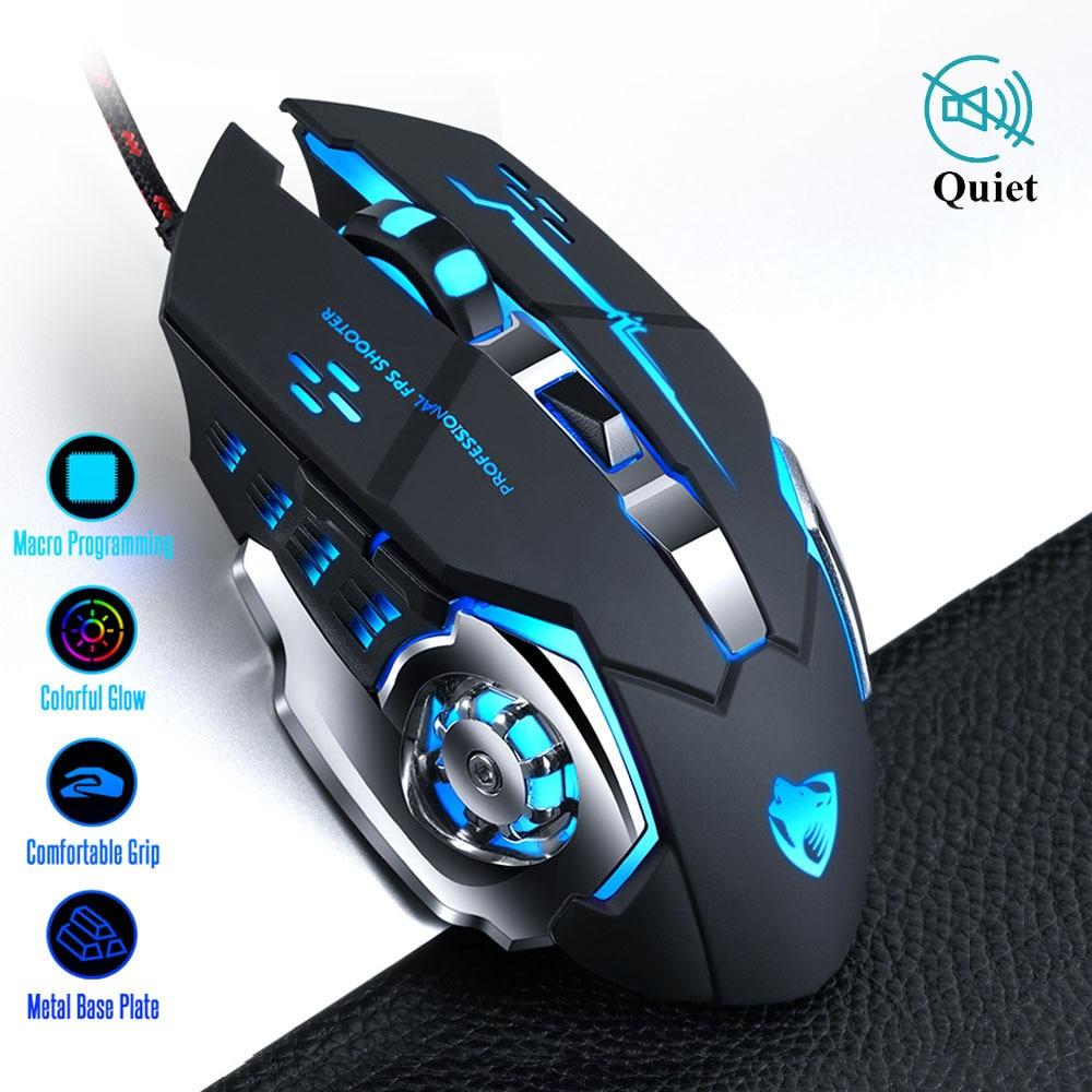 T-WOLF Pro Gaming Wired Mouse: Ergonomic Design, 6 Keys, Adjustable DPI, Custom Macro Settings - CALCUMART