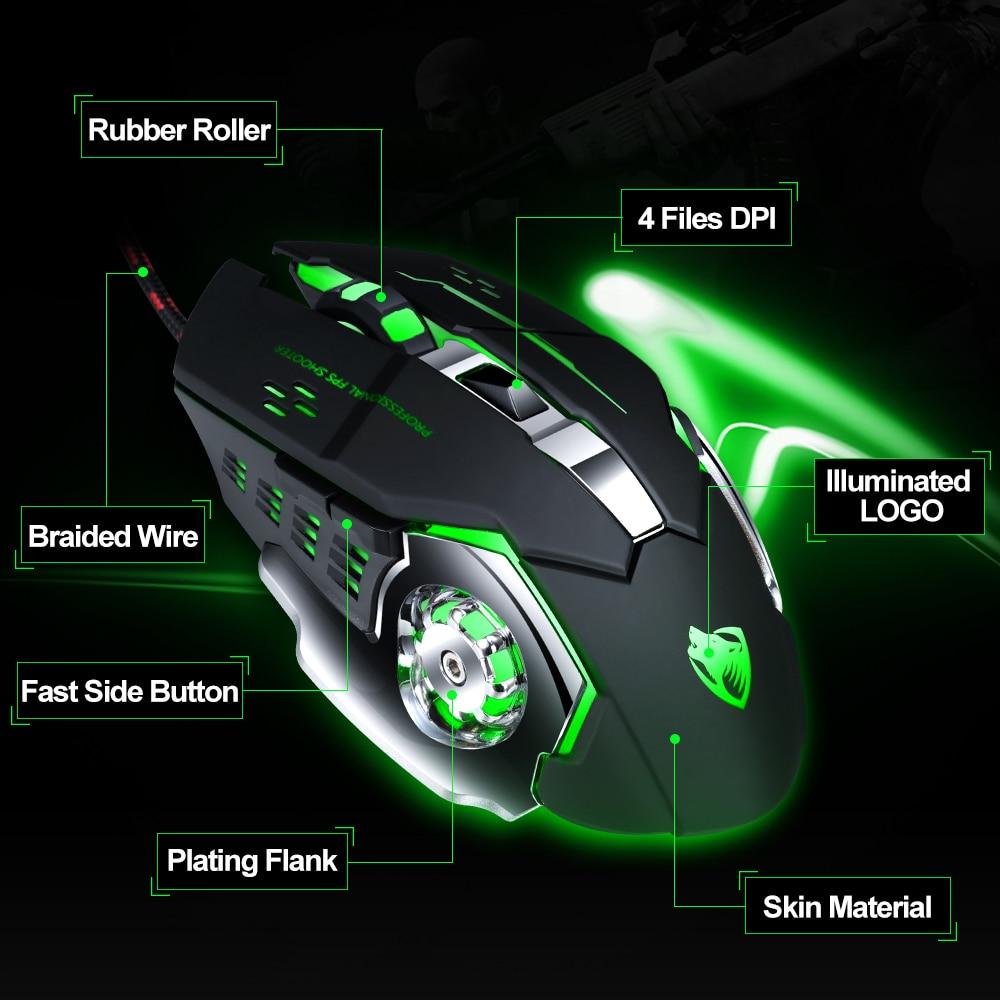 T-WOLF Pro Gaming Wired Mouse: Ergonomic Design, 6 Keys, Adjustable DPI, Custom Macro Settings - CALCUMART