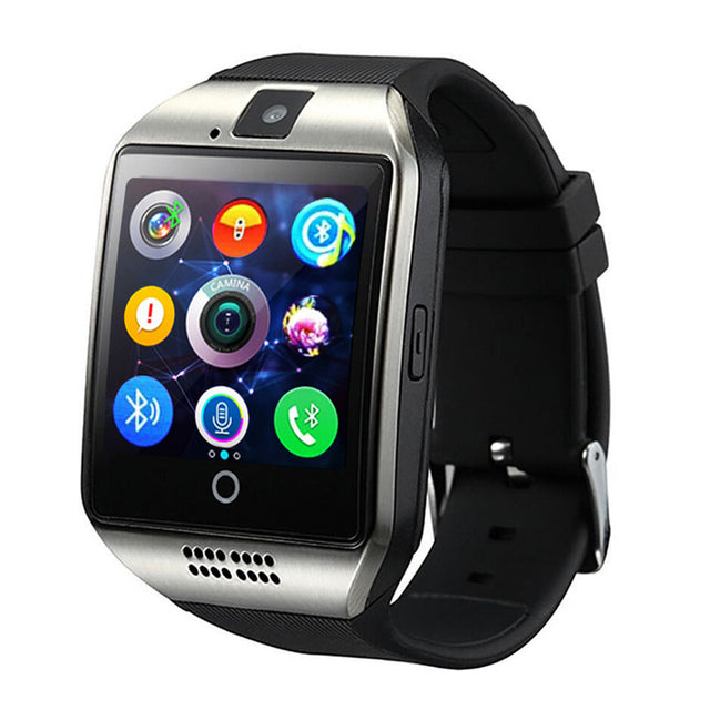 Q18 Smartwatch with Bluetooth, Camera, Social Media Sync, SMS Support, SIM and TF Card Compatibility for iOS and Android - CALCUMART