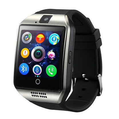 Q18 Smartwatch with Bluetooth, Camera, Social Media Sync, SMS Support, SIM and TF Card Compatibility for iOS and Android - CALCUMART