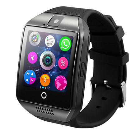 Q18 Smartwatch with Bluetooth, Camera, Social Media Sync, SMS Support, SIM and TF Card Compatibility for iOS and Android - CALCUMART