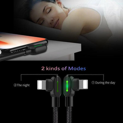 Type-C to USB Double Elbow with Fabric Woven Data Transferring and Charging Cable - CALCUMART