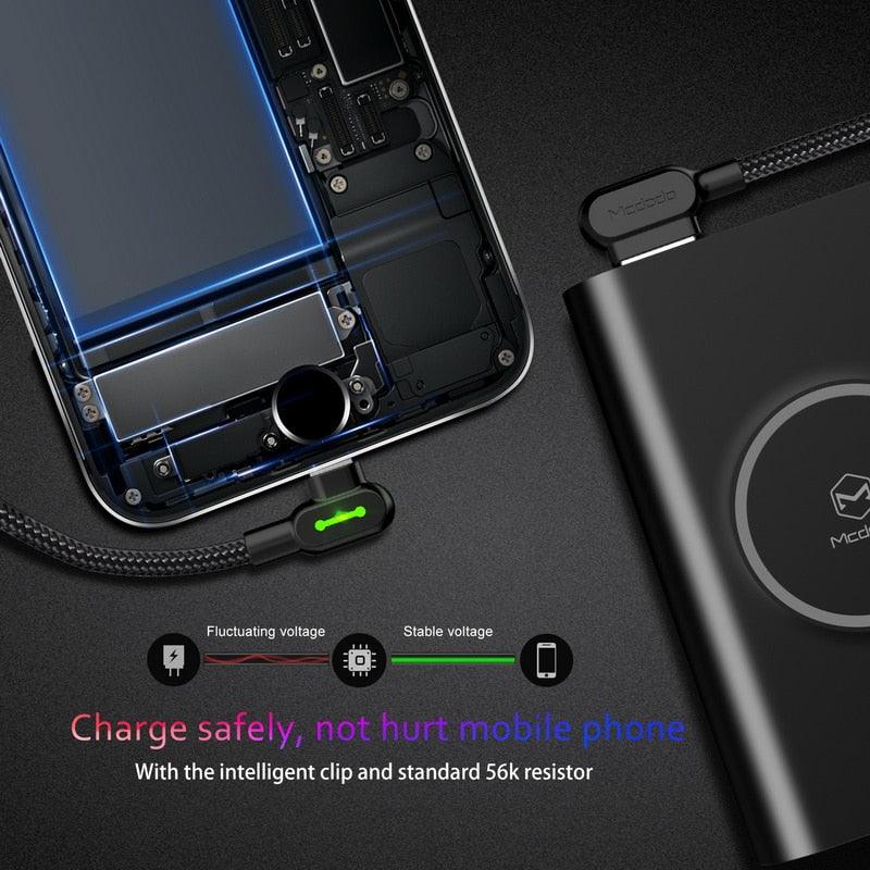 Type-C to USB Double Elbow with Fabric Woven Data Transferring and Charging Cable - CALCUMART