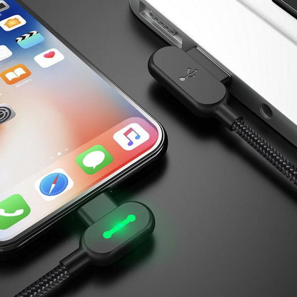 Type-C to USB Double Elbow with Fabric Woven Data Transferring and Charging Cable - CALCUMART