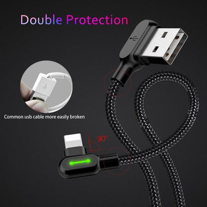Type-C to USB Double Elbow with Fabric Woven Data Transferring and Charging Cable - CALCUMART